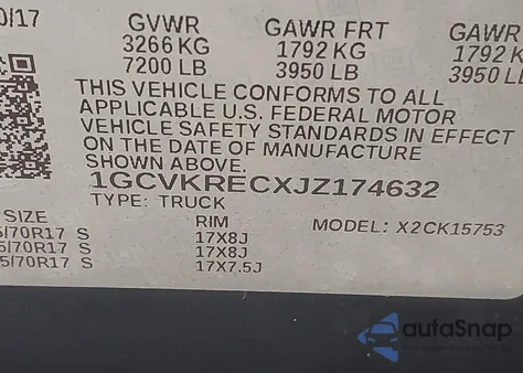 2018 Chevrolet Silverado 1500 1Lt z USA, uszkodzony, nr VIN 1GCVKRECXJZ174632